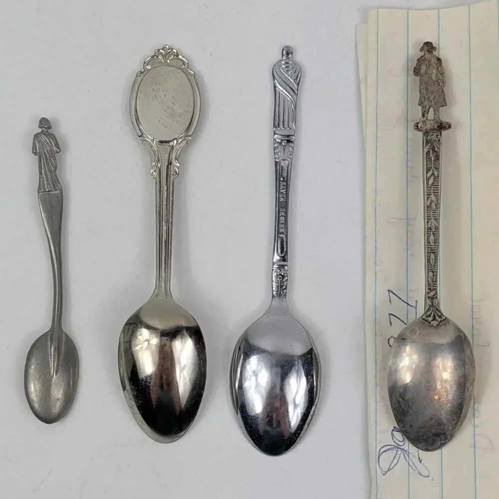 Vtg Apostle Napoleon Last Supper Collectible Spoons Lot of 4 Chrome Demitasse